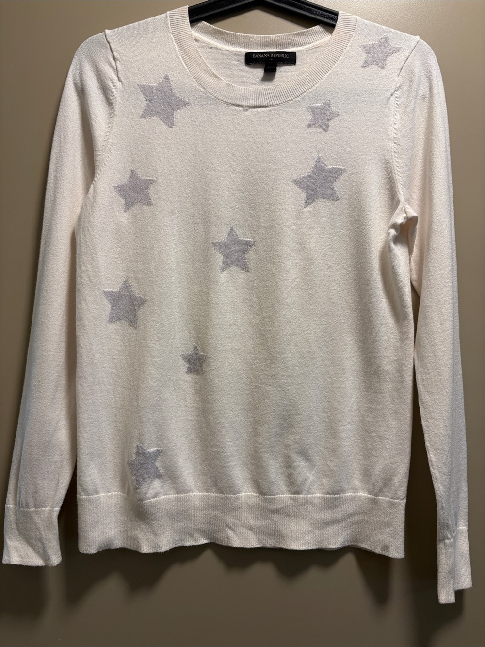 Banana Republic Cream Sweater with Silver Star Accents
